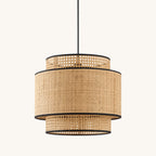 Suspension Mira, lanterne cylindrique à deux bandeaux, vue de face