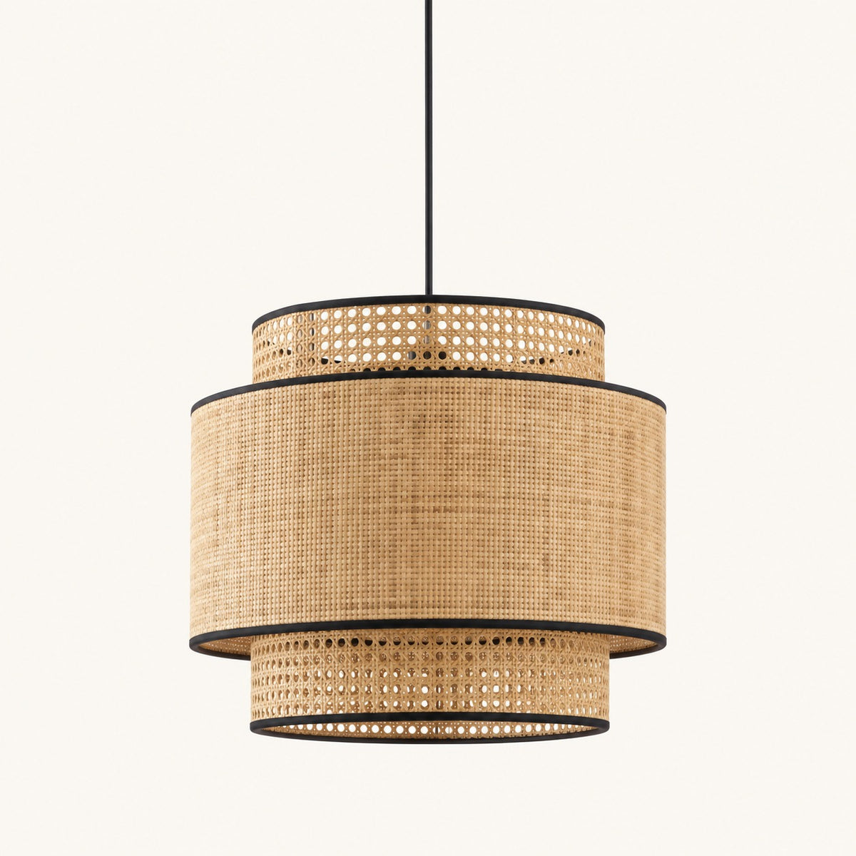 Suspension Mira, lanterne cylindrique à deux bandeaux, vue de face