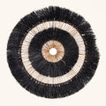 Décoration murale Maurea, grand disque de fibres naturelles noir et beige