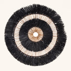 Décoration murale Maurea, grand disque de fibres naturelles noir et beige