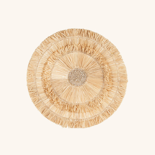 Décoration murale Wanita en sisal tressé, disque à cercles concentriques