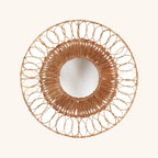 Miroir Montezuma rond, couronne de boucles tressées autour d'un anneau de fibres