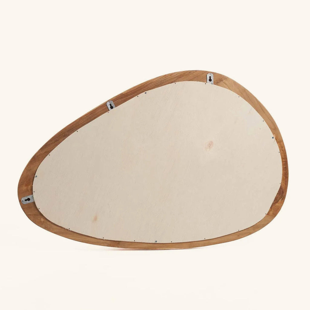 Dos du miroir Organic taille L : panneau clair et trois pattes métalliques à trou de serrure
